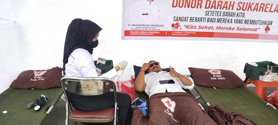 Baksos Donor Darah Sempena HPN Riau di Inhil, PMI Berhasil Kumpulkan 26 Kantong Darah