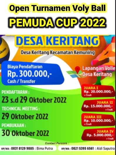 Total Hadiah Rp50 Juta, Ayo Ikuti Open Turnamen Voly Ball Pemuda Keritang CUP 2022
