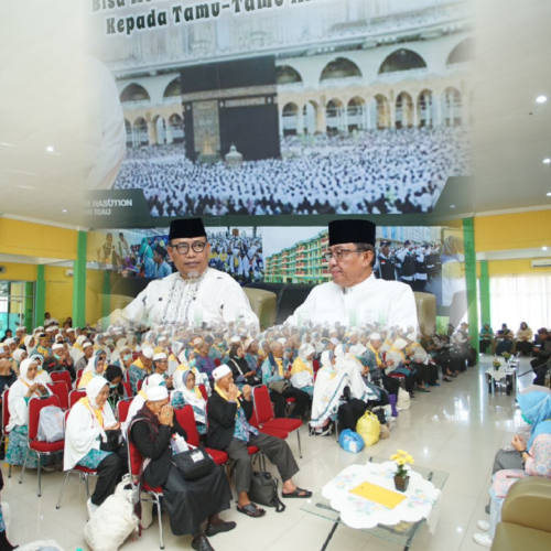 Bupati HM.Wardan Menyambut Jama'ah Haji Kloter 16 BTH di Embarkasi Haji Antara (EHA) di Pekanbaru