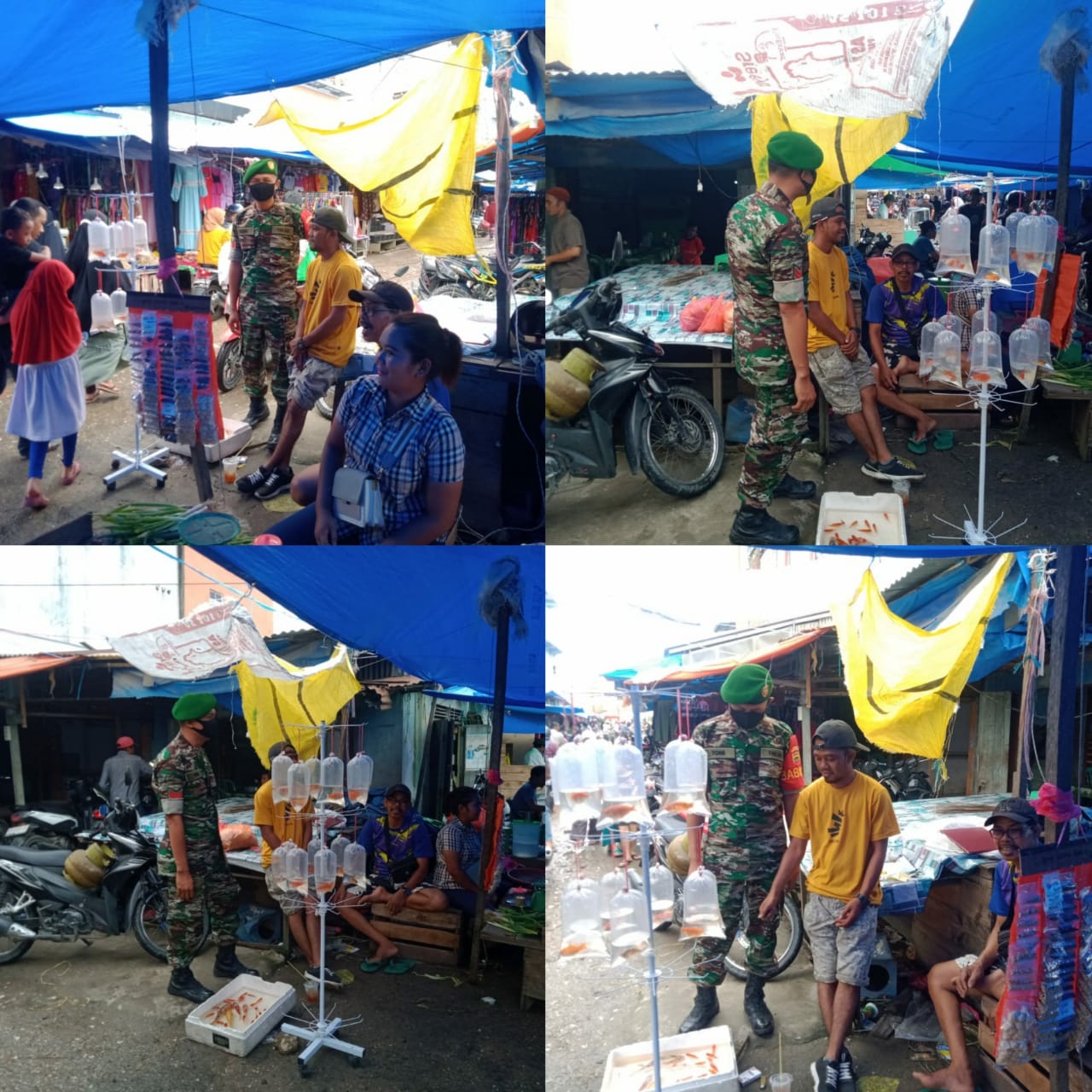 Babinsa Rambayan Atur Mobiltas Pedagang Pasar
