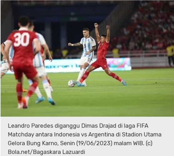 Hasil Timnas Indonesia vs Timnas Argentina: Skor 0-2